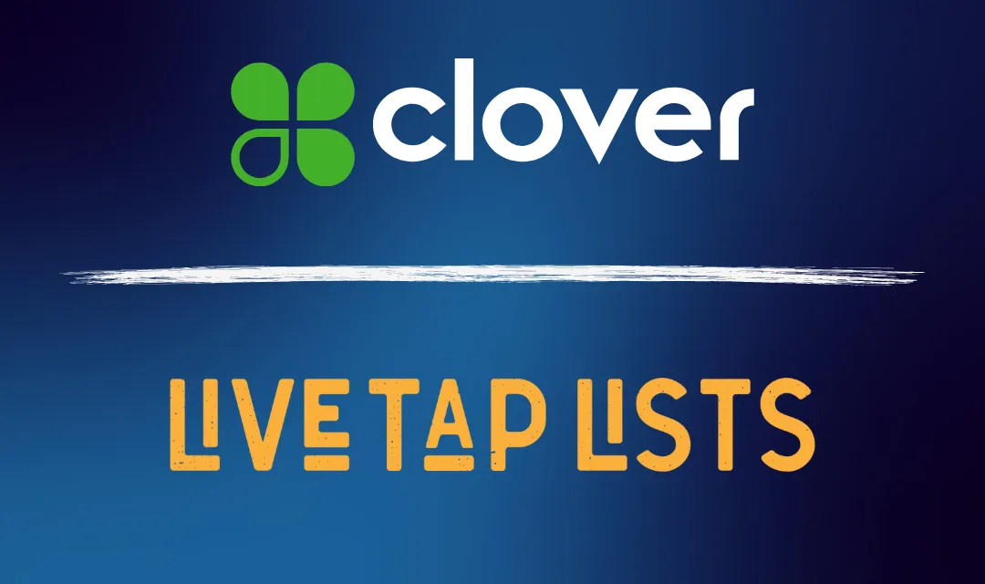 Clover and Live Tap Lists logos on a blue background