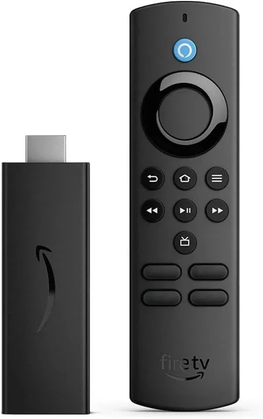 A Fire TV Stick Lite beside its remote