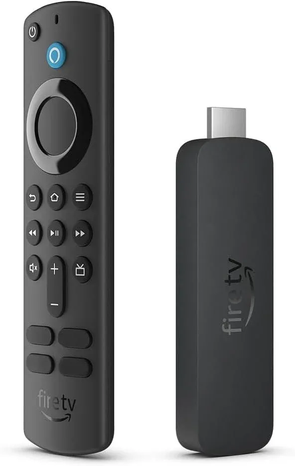 A Fire TV Stick 4K beside its remote
