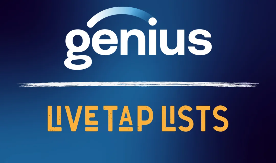 Genius and Live Tap Lists logos on a blue background