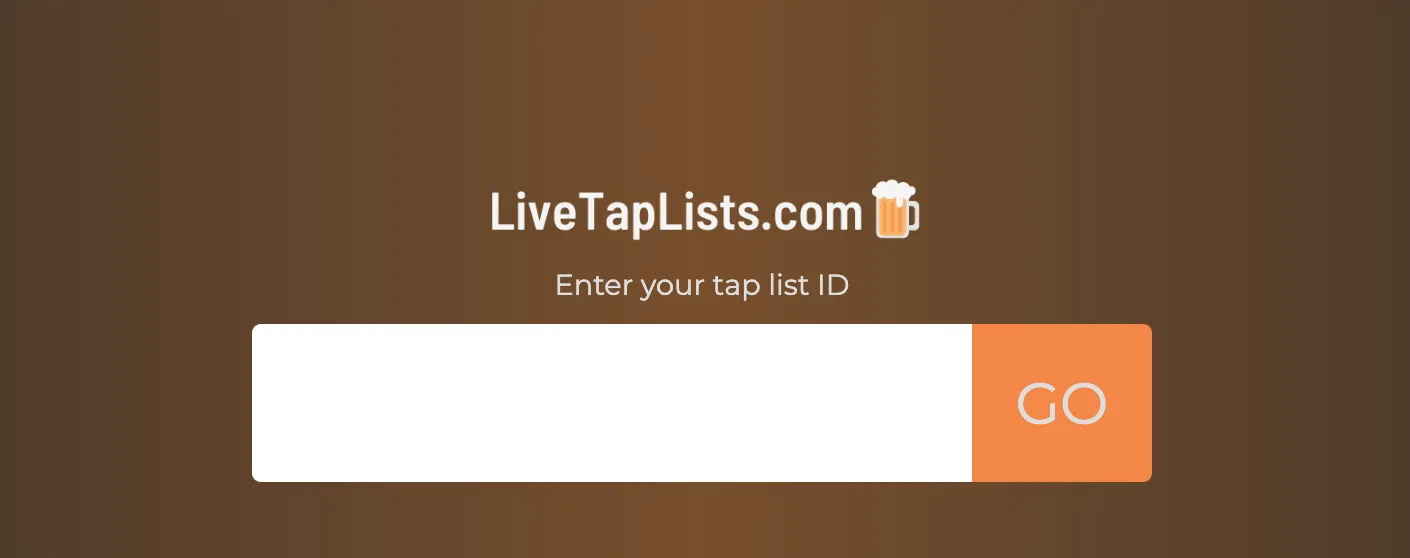 The Live Tap Lists Fire TV app asking for a tap list ID