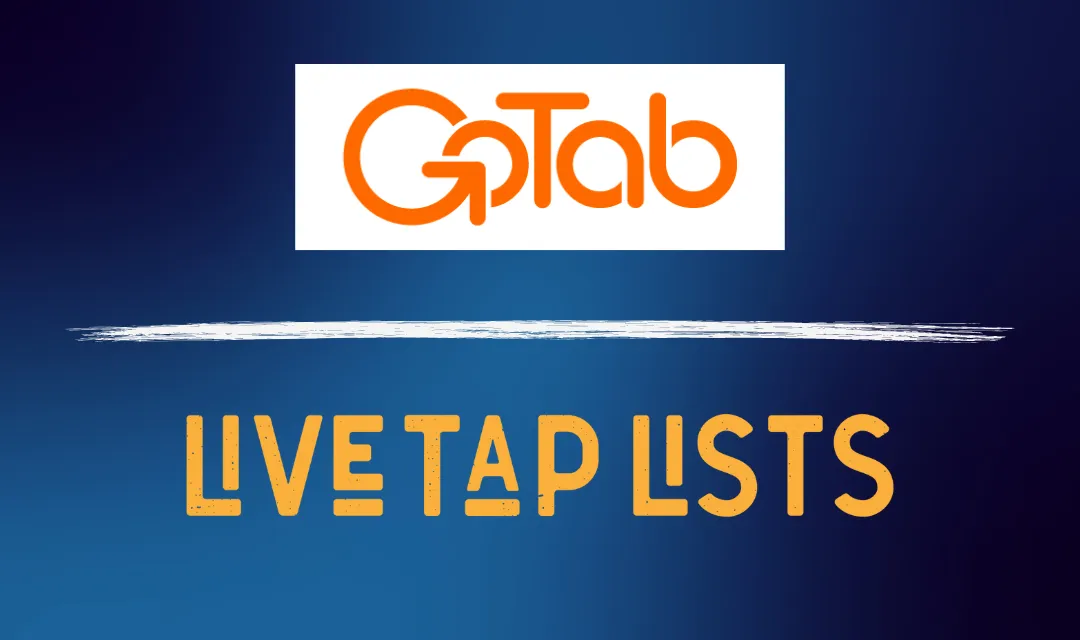 GoTab and Live Tap Lists logos side by side on a blue background