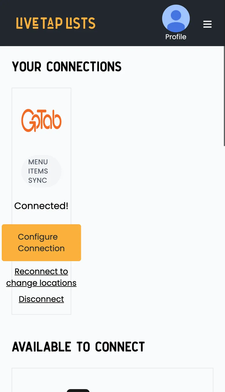 Before: Integrations on a phone, with a narrow connection card and wrapped text